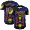 Custom Navy Dark Purple-Yellow Alien UFO Space Galaxy Authentic Baseball Jersey