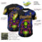 Custom Navy Dark Purple-Yellow Alien UFO Space Galaxy Authentic Baseball Jersey