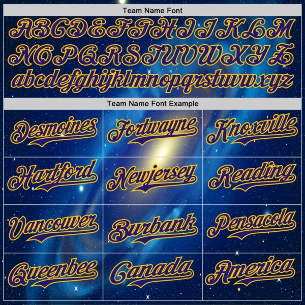 Custom Navy Dark Purple-Yellow Alien UFO Space Galaxy Authentic Baseball Jersey