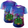 Custom Purple Electric Blue-Dark Purple Alien Family UFO Space Galaxy Flame Authentic Baseball Jersey
