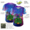 Custom Purple Electric Blue-Dark Purple Alien Family UFO Space Galaxy Flame Authentic Baseball Jersey