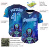 Custom Blue Electric Blue-White Alien UFO Space Galaxy Authentic Baseball Jersey