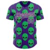Custom Purple Green-Cream Cartoon Alien Authentic Baseball Jersey