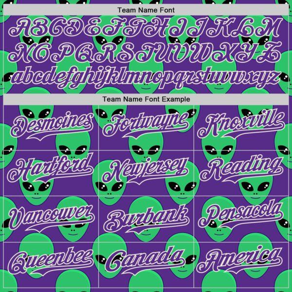 Custom Purple Green-Cream Cartoon Alien Authentic Baseball Jersey