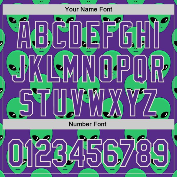 Custom Purple Green-Cream Cartoon Alien Authentic Baseball Jersey