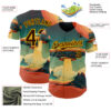 Custom Blue Brown Orange-Gold Alien UFO Galaxy Authentic Baseball Jersey