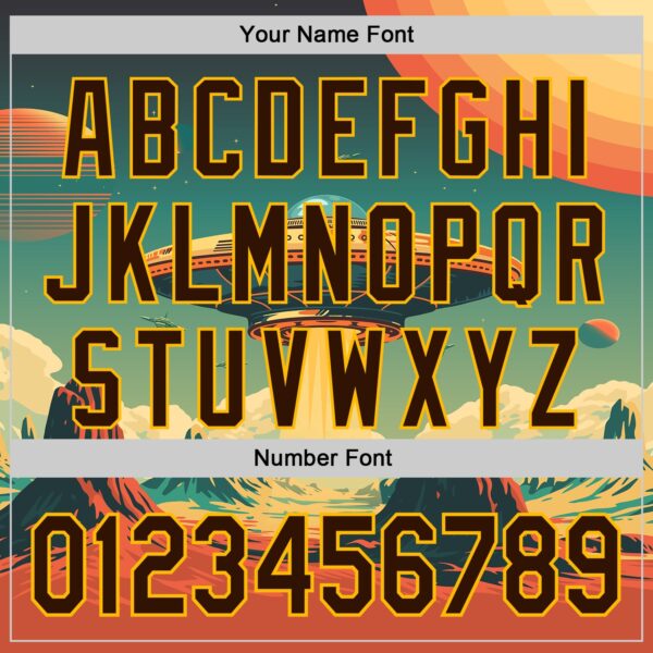 Custom Blue Brown Orange-Gold Alien UFO Galaxy Authentic Baseball Jersey