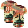 Custom Orange Cream-Red Alien Spaceship Fleet UFO Galaxy Authentic Baseball Jersey