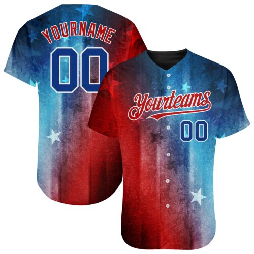 3DPattern1380 Custom Red Royal-Black 3D American Flag Fashion Authentic Baseball Jersey
