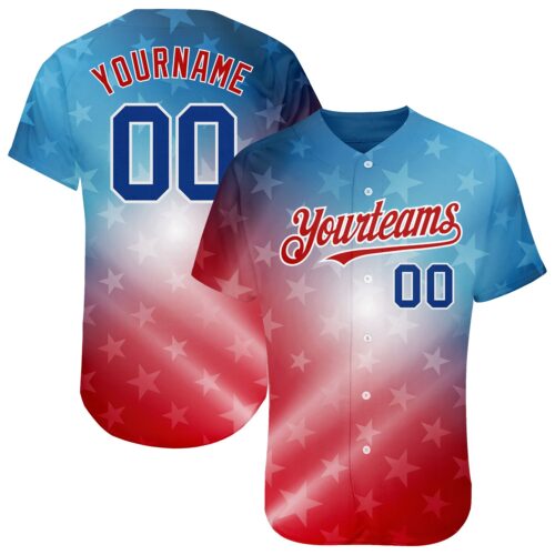 3DPattern1382 Custom Red Royal-Black 3D American Flag Fashion Authentic Baseball Jersey