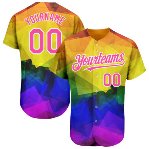 3DPattern1386 Custom Rainbow For Pride Month Love Is Love LGBT 3D Authentic Baseball Jersey