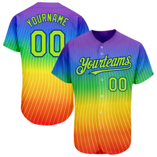 3DPattern1388 Custom Rainbow For Pride Month Love Is Love LGBT 3D Authentic Baseball Jersey