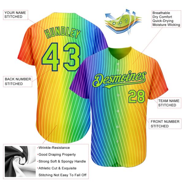 Custom Rainbow For Pride Month Love Is Love LGBT 3D Authentic Baseball Jersey