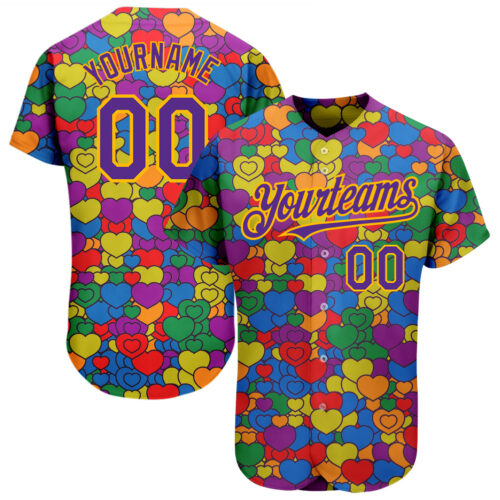 3DPattern1392 Custom Rainbow For Pride Month Love Is Love LGBT 3D Authentic Baseball Jersey