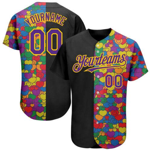 3DPattern1393 Custom Rainbow For Pride Month Love Is Love LGBT 3D Authentic Baseball Jersey