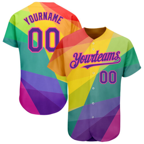 3DPattern1394 Custom Rainbow For Pride Month Love Is Love LGBT 3D Authentic Baseball Jersey
