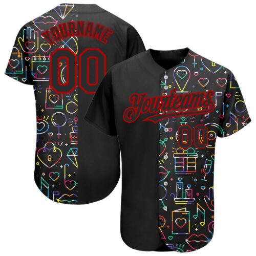3DPattern1401 Custom Rainbow For Pride Month Love Is Love LGBT 3D Authentic Baseball Jersey