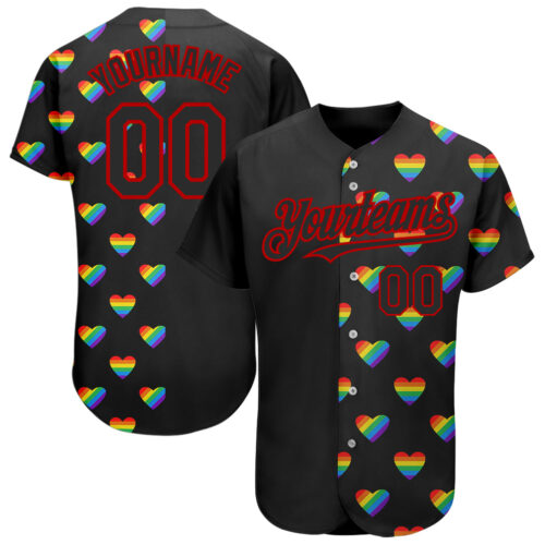 3DPattern1405 Custom Rainbow For Pride Month Love Is Love LGBT 3D Authentic Baseball Jersey