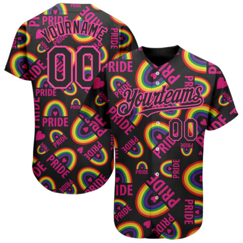 3DPattern1409 Custom Rainbow For Pride Month Love Is Love LGBT 3D Authentic Baseball Jersey