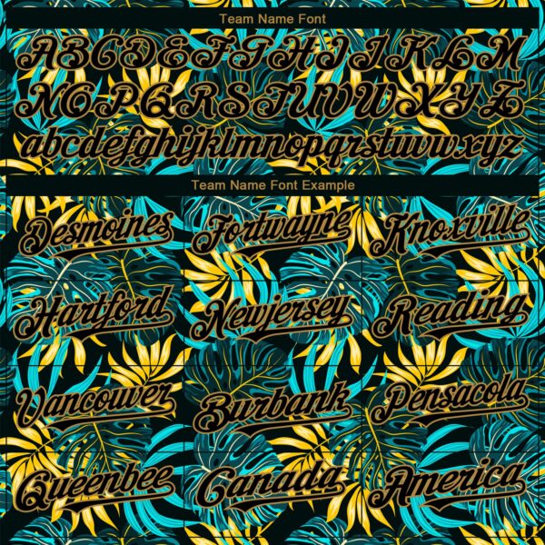Custom Black Old Gold 3D Pattern Design Hawaii Tropical Palm Leaves Authentic Baseball Jersey