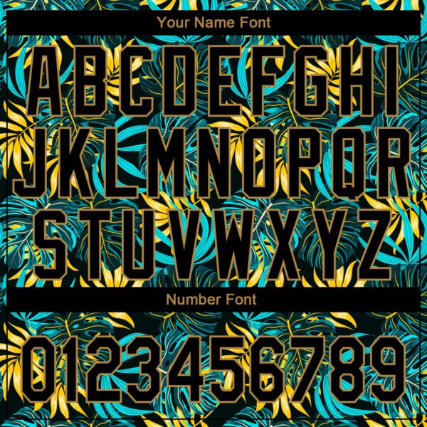 Custom Black Old Gold 3D Pattern Design Hawaii Tropical Palm Leaves Authentic Baseball Jersey