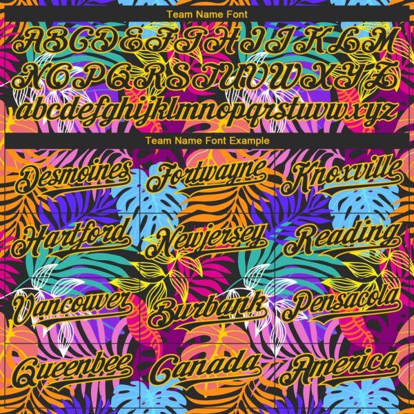 Custom Black Yellow 3D Pattern Design Hawaii Tropical Palm Trees Authentic Baseball Jersey