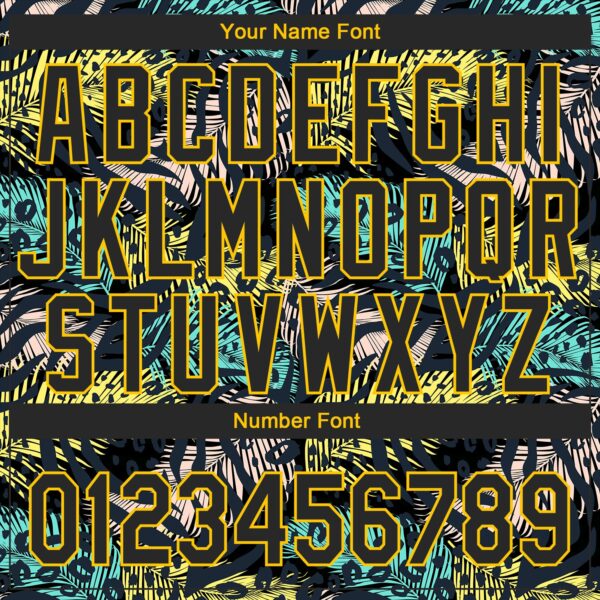 Custom Black Yellow 3D Pattern Design Hawaii Tropical Palm Leaves With Animal Print Authentic Baseball Jersey