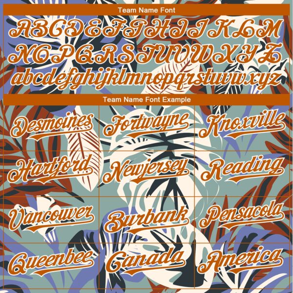 Custom Teal Texas Orange-White 3D Pattern Design Hawaii Tropical Palm Leaves Authentic Baseball Jersey