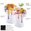 Custom White Yellow-Red 3D Pattern Design Colorful Bright Ink Splashes Performance T-Shirt