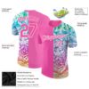 Custom Pink White 3D Pattern Design Tropical Palm Leaves Performance T-Shirt