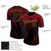 Custom Black Red-Old Gold 3D Pattern Design Performance T-Shirt