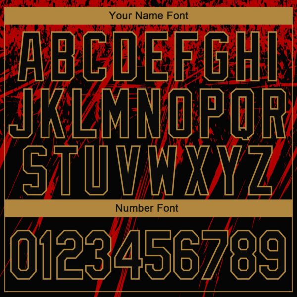 Custom Black Red-Old Gold 3D Pattern Design Performance T-Shirt