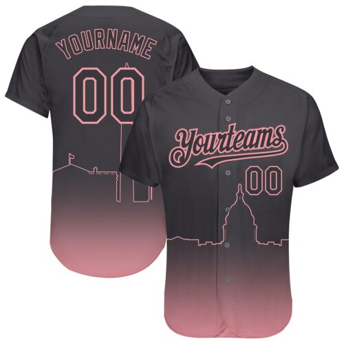 3DPattern1455 Custom Steel Gray Medium Pink 3D Washington City Edition Fade Fashion Authentic Baseball Jersey