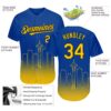 Custom Royal Yellow-Black 3D Seattle City Edition Fade Fashion Authentic Baseball Jersey