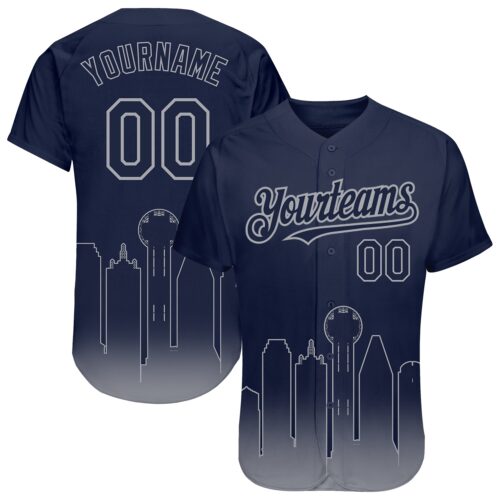 3DPattern1459 Custom Navy Gray 3D Dallas City Edition Fade Fashion Authentic Baseball Jersey