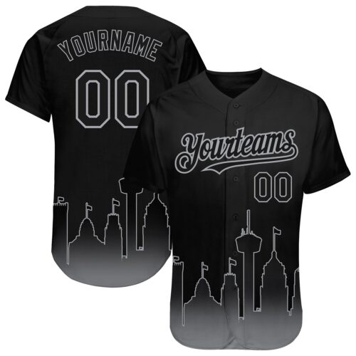 3DPattern1463 Custom Black Gray 3D San Antonio City Edition Fade Fashion Authentic Baseball Jersey