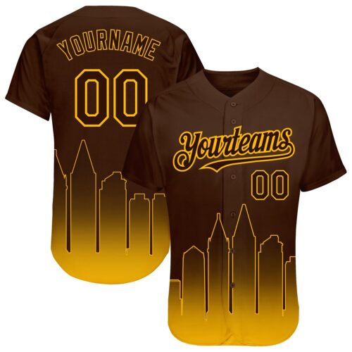 3DPattern1470 Custom Brown Gold 3D San Diego City Edition Fade Fashion Authentic Baseball Jersey