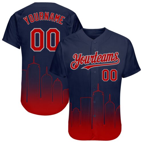 3DPattern1474 Custom Navy Red-Gray 3D Boston City Edition Fade Fashion Authentic Baseball Jersey