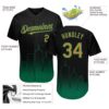 Custom Black Old Gold-Kelly Green 3D Boston City Edition Fade Fashion Authentic Baseball Jersey