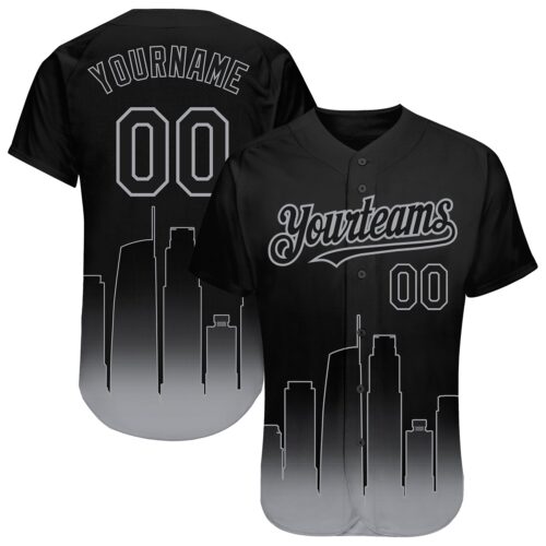 3DPattern1481 Custom Black-Gray 3D Los Angeles City Edition Fade Fashion Authentic Baseball Jersey