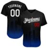 Custom Black White Royal-Red 3D Los Angeles City Edition Fade Fashion Authentic Baseball Jersey