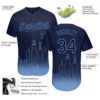 Custom Navy Light Blue 3D Chicago City Edition Fade Fashion Authentic Baseball Jersey