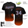 Custom Black Powder Blue-Orange 3D Miami City Edition Fade Fashion Authentic Baseball Jersey