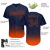 Custom Navy Orange 3D Denver City Edition Fade Fashion Authentic Baseball Jersey