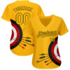 Custom Gold Black-Red 3D Pattern Design Dart Board Target Authentic Baseball Jersey