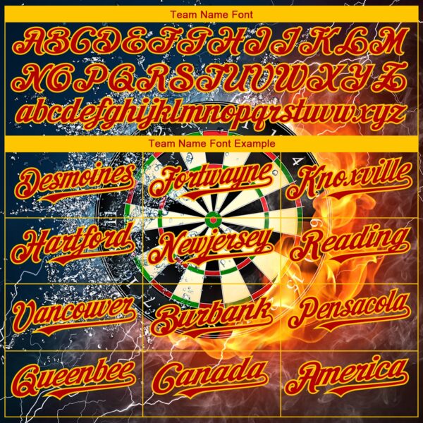 Custom Black Red-Gold 3D Pattern Design Flame Dart Board Authentic Baseball Jersey