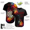 Custom Black Red 3D Pattern Design Dart Board Authentic Baseball Jersey
