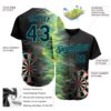 Custom Black Lakes Blue 3D Pattern Design Fiery Dart Board Authentic Baseball Jersey