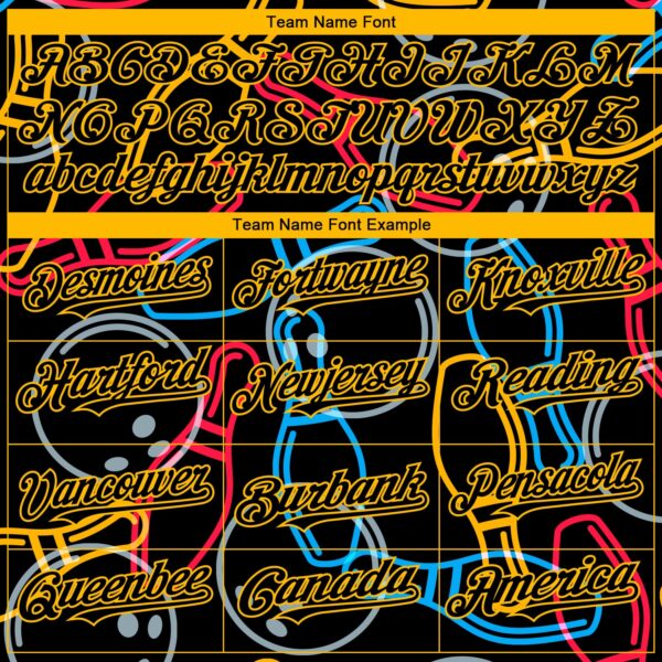 Custom Black Gold 3D Pattern Design Bowling Authentic Baseball Jersey
