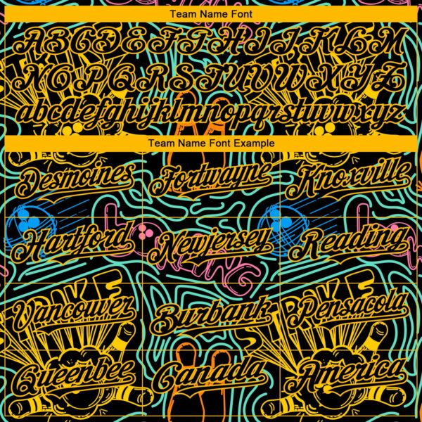 Custom Black Gold 3D Pattern Design Bowling Authentic Baseball Jersey